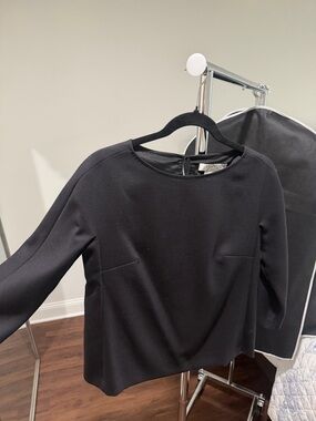MaxMara Black Long-Sleeve Crewneck Blouse